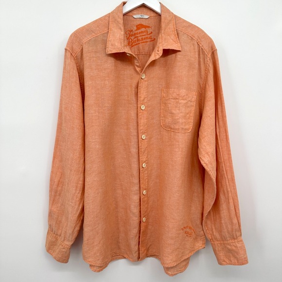 Tommy Bahama Shirt Mens Size Large 100% Linen Long Sleeve Button Up Coastal - Picture 1 of 12